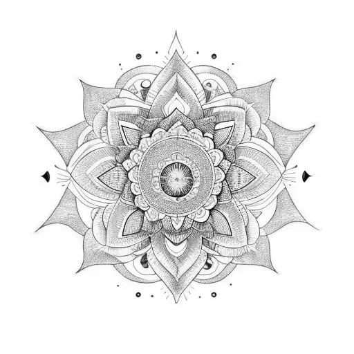 Lotus Flower Back Tattoo With Planets And Zodiacs