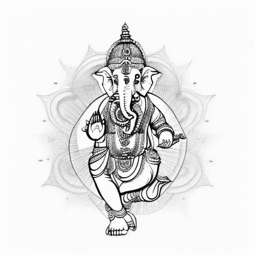 Full Body Ganesha In A Fine Line