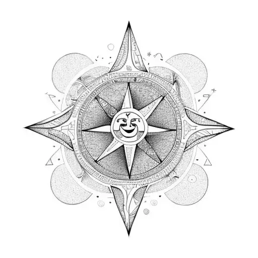 Symbols Of Star Moon And Sun Indicating Numbers 1034