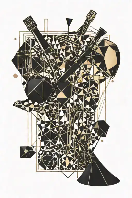 Champagne Solid Black With Different Shapes In It