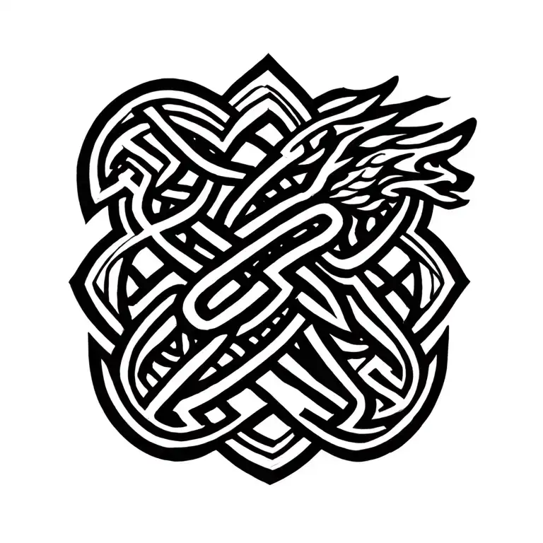 Celtic Knot And Welsh Dragon