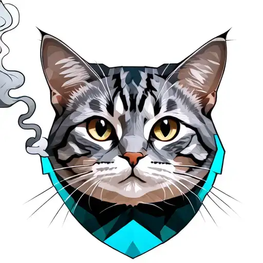 Gray Tabby Cat Smoking