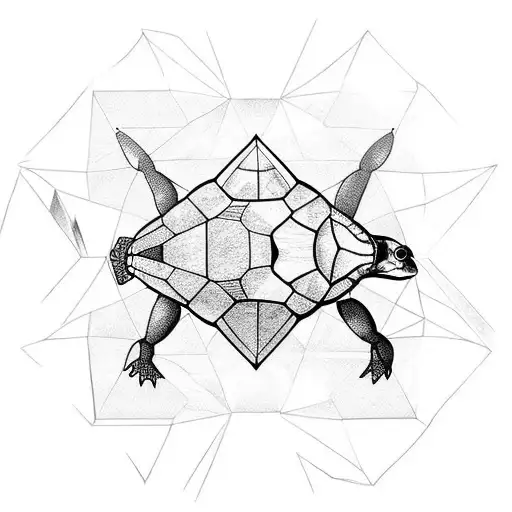 Turtle Seen From Above Inside A Triangle Prism