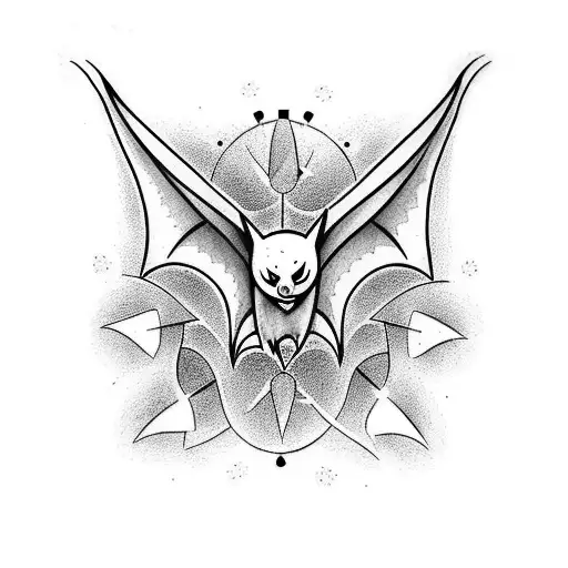 A Tattoo Of A Bat Surrounded By Bluebells