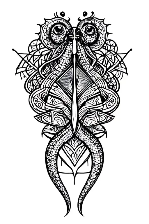 Butterfly Gemini Snake Spiritual Tattoo Design