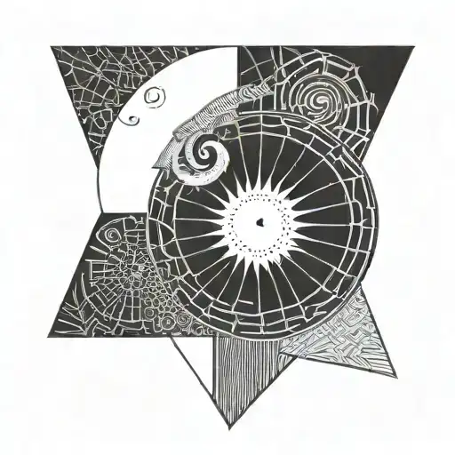 Moon And Fibonacci Spiral Merging