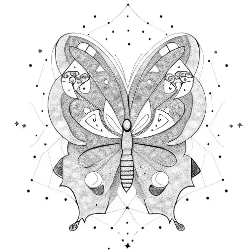 Moon And Butterfly And Stars