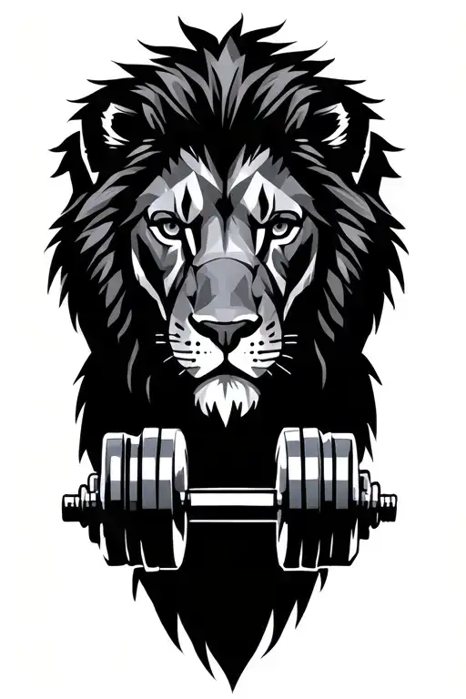 Lion Sketch With Gym Dumbbell