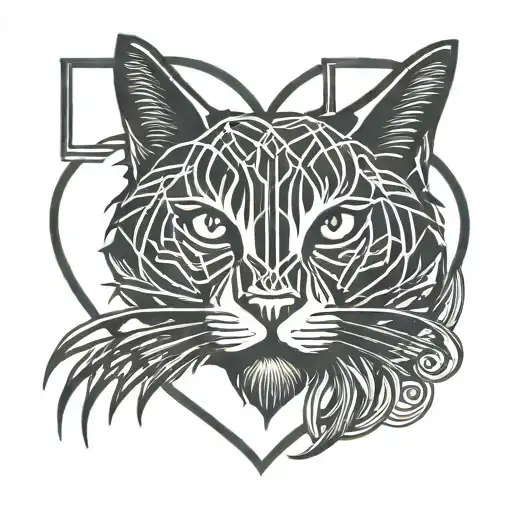 Cat Whiskers Heart With Initials J And P Intertwined