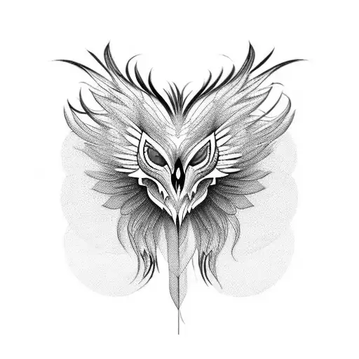Phoenix With A Hyper-realistic Head And Wings But Mechanical Body Parts With Geometric Styles