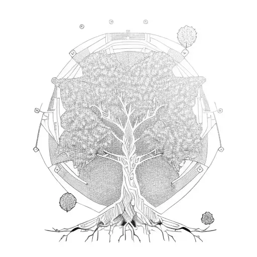 Tree With Circuit Board Roots