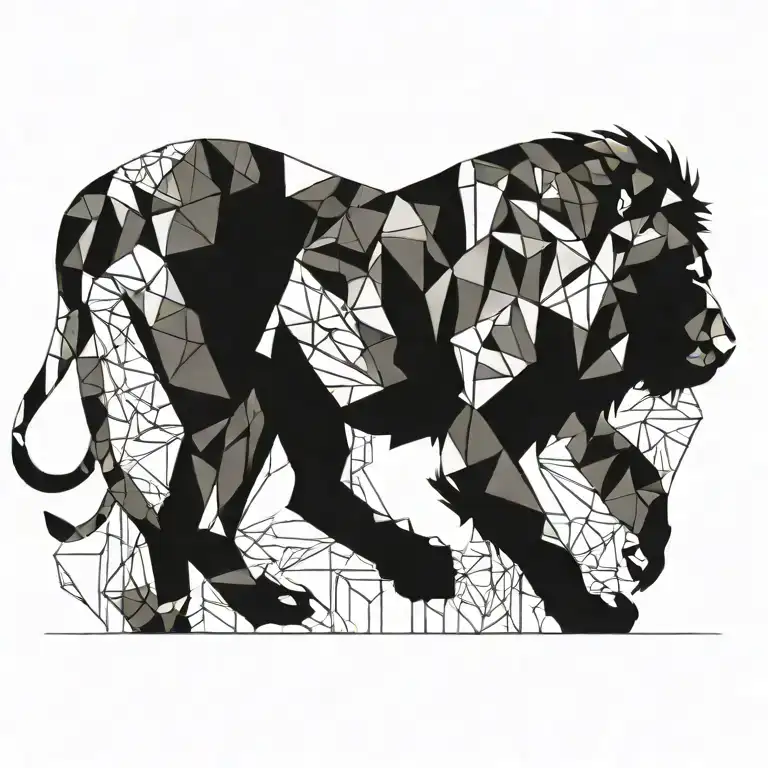 Lion Walkimg Along Horizon Depicts The Silhouette