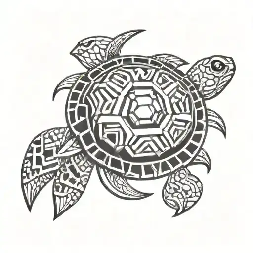 Tribal Turtle With Black Diamond Stone