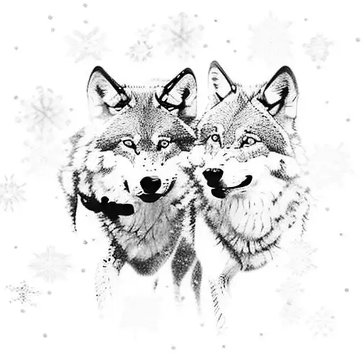 Wolves Walking In Snow In A Line