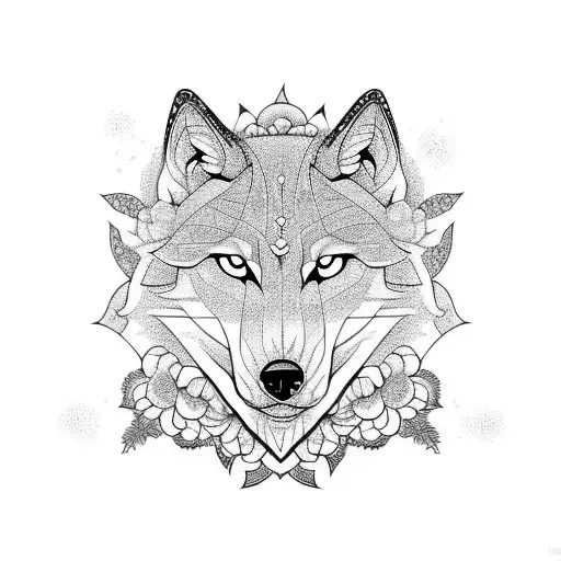 Three Headed Wolf With Sakura Flower Background