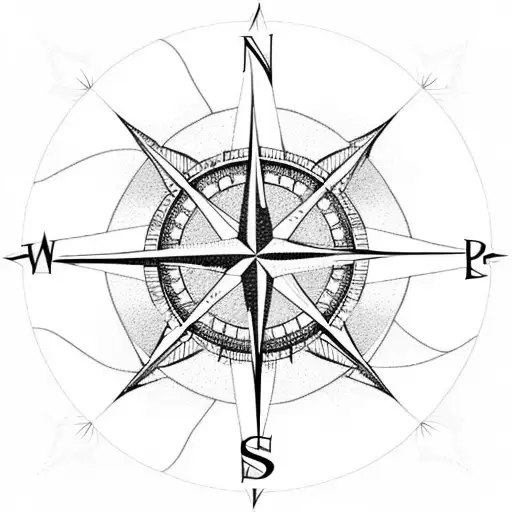 Compass Rose With Mountains