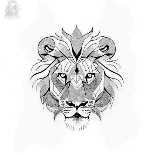 Lion And Tiger Aggressively With Geometric