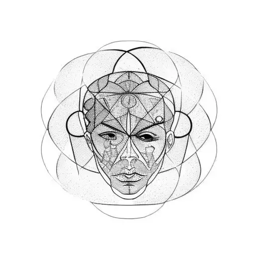 A Person's Body Inside Of Circle But His Head Outside Of Circle