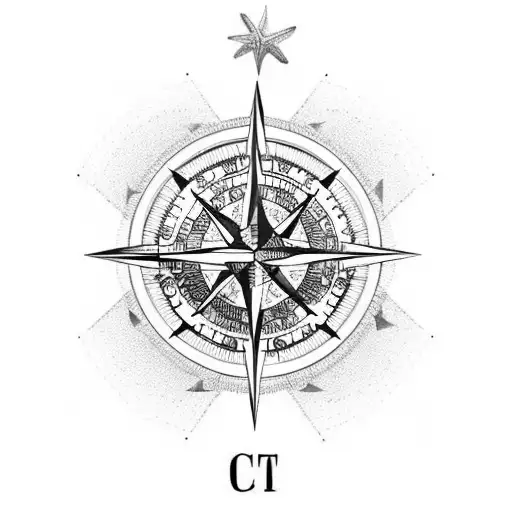 Compass Center With Af Bracelet Of Stars And Waves