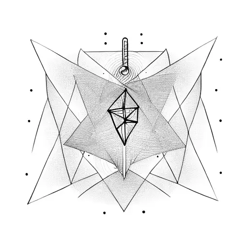 A Music Note Intertwined With Geometric Shapes Like Triangles And Circles