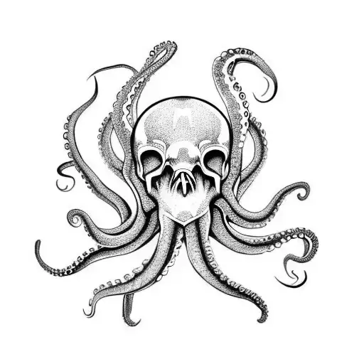 Octopus Surrounding Skull