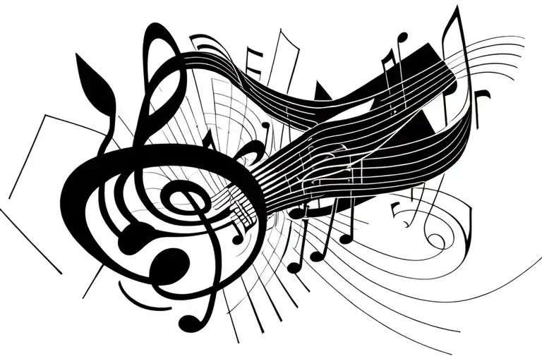 Abstract Geometric Design Incorporating Musical Notes