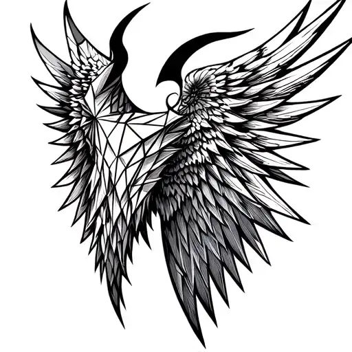 Devil Wings With Half Angel Wing Attached