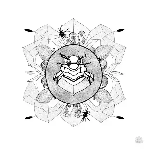 Bee And Hive With Peoni Flower