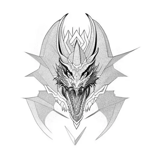 Stylized Graphic Dragon In Profile