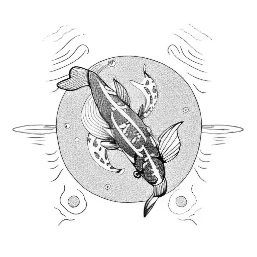 Koi Fish Swimming Up