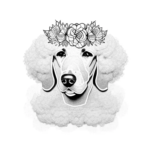 Standard Poodle Head With Flower Crown