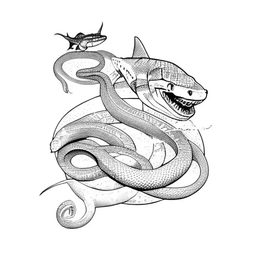 Snake And Shark Together