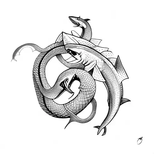 Snake And Shark Together