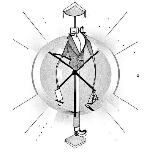 A Man With An Umbrella In An Hourglass