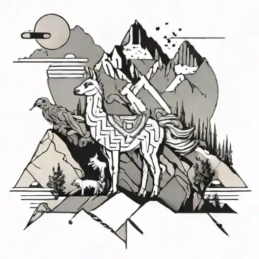 Llamas On A Mountain Landscape