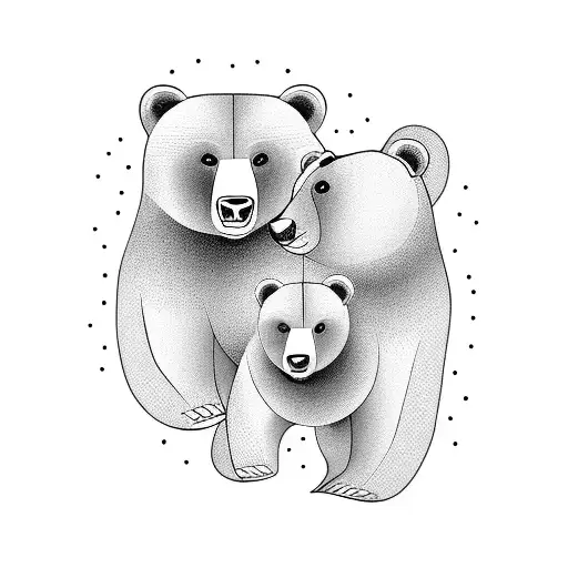 Bear And Cub Face Split