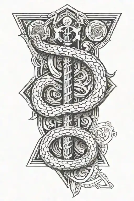 Rod Of Asclepius With Gemini Sign