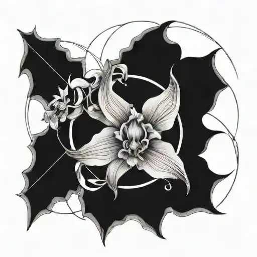 Orchid Surrounded By Ouroboros Dragon