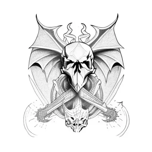 Dragon With A Skull Tattoo