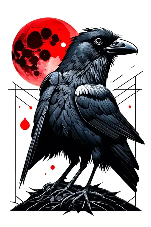 2 Raven And Blood Red Moon