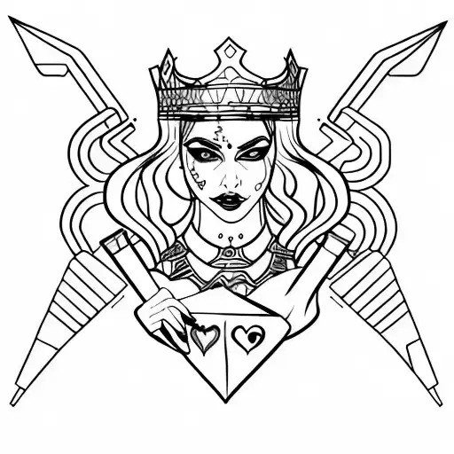 Queen Of Hearts In Cyberpunk Style