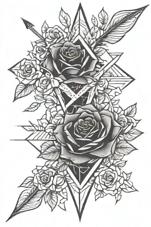 Arrow With Roses Intertwined