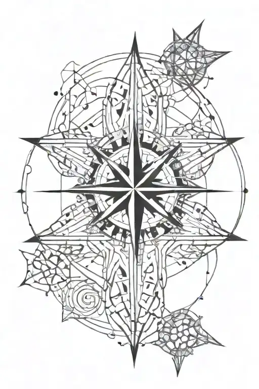 A Simple Geometric Compass Design Intertwined With Simple Geometric Cross