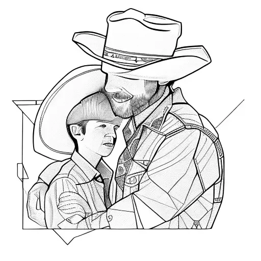A Father And Son In Cowboy Hats