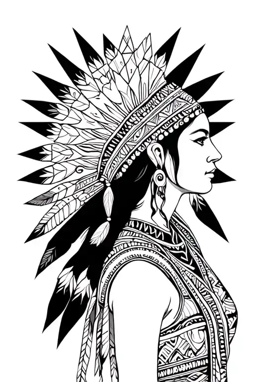 Diamond Geometric Native American Woman