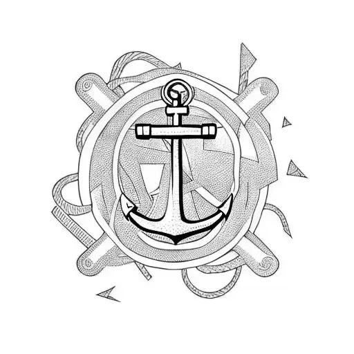 Anchor Mixed With The Number Seven