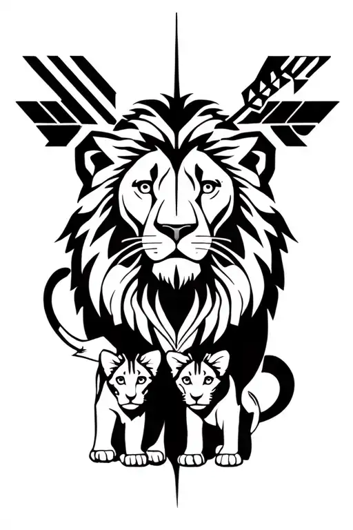 Lion And Cub And Arrow