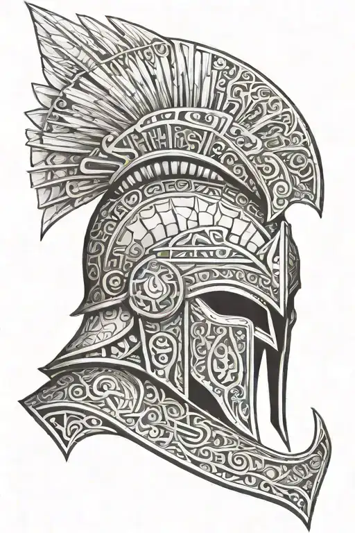 Spartan Helmet Adorned With Intricate Design