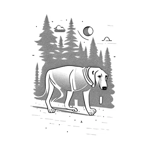 A Silhouette Of A Father Walking With His Family And Rhodesian Ridgeback In A Scenic Landscape