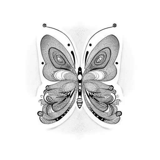 Butterfly In Black And Red Style